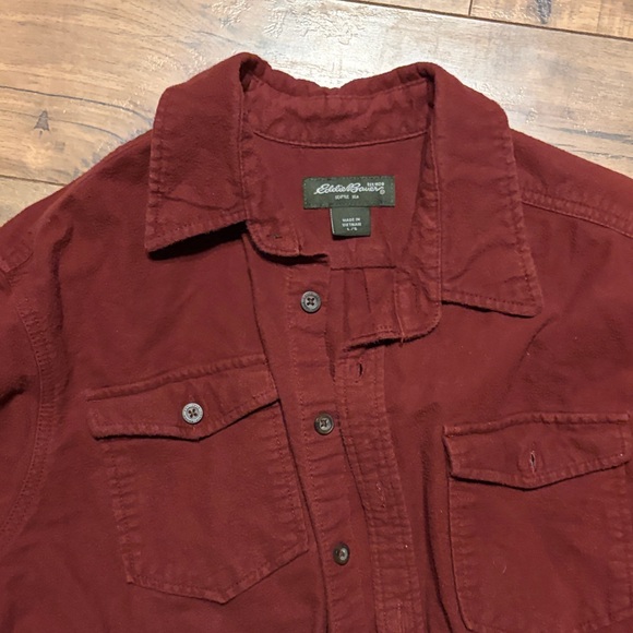 Eddie Bauer Burgundy Flannel Shirt - Picture 3 of 4